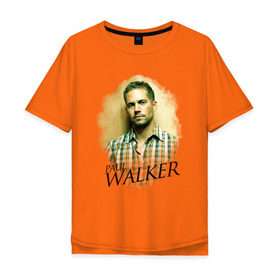 Мужская футболка хлопок Oversize с принтом Paul Walker в Курске, 100% хлопок | свободный крой, круглый ворот, “спинка” длиннее передней части | Тематика изображения на принте: paul walker | актер | пол уокер