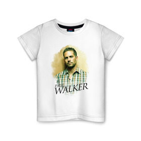 Детская футболка хлопок с принтом Paul Walker в Курске, 100% хлопок | круглый вырез горловины, полуприлегающий силуэт, длина до линии бедер | paul walker | актер | пол уокер