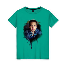 Женская футболка хлопок с принтом Paul Walker в Курске, 100% хлопок | прямой крой, круглый вырез горловины, длина до линии бедер, слегка спущенное плечо | paul walker | актер | пол уокер