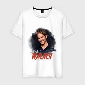 Мужская футболка хлопок с принтом Пол Уокер в Курске, 100% хлопок | прямой крой, круглый вырез горловины, длина до линии бедер, слегка спущенное плечо. | paul walker | актер | пол уокер