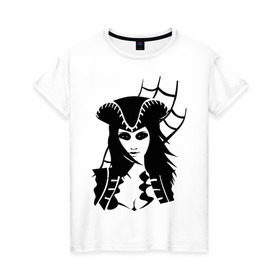 Женская футболка хлопок с принтом Пиратка в Курске, 100% хлопок | прямой крой, круглый вырез горловины, длина до линии бедер, слегка спущенное плечо | девушка | караванная пиратка | пиратка | разбойница