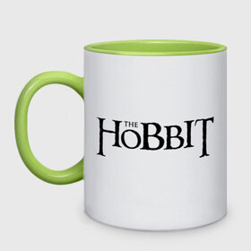 Кружка двухцветная с принтом The Hobbit logo в Курске, керамика | объем — 330 мл, диаметр — 80 мм. Цветная ручка и кайма сверху, в некоторых цветах — вся внутренняя часть | the hobbit | the hobbit: the desolation of smaug | джон толкин | толкин | хоббит | хоббит 2013 | хоббит пустошь смауга
