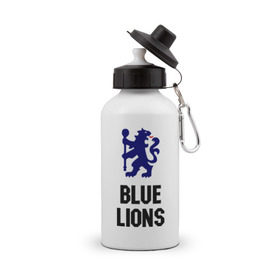 Бутылка спортивная с принтом blue lions (chelsea) в Курске, металл | емкость — 500 мл, в комплекте две пластиковые крышки и карабин для крепления | blue lions | blue lions (chelsea) | спорт | футбол