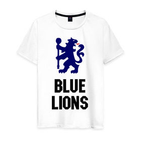 Мужская футболка хлопок с принтом blue lions (chelsea) в Курске, 100% хлопок | прямой крой, круглый вырез горловины, длина до линии бедер, слегка спущенное плечо. | blue lions | blue lions (chelsea) | спорт | футбол