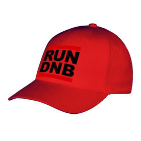 Бейсболка с принтом RUN DNB в Курске, 100% хлопок | классический козырек, металлическая застежка-регулятор размера | Тематика изображения на принте: dnb | run | run dnb | музыка | электронная