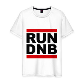 Мужская футболка хлопок с принтом RUN DNB в Курске, 100% хлопок | прямой крой, круглый вырез горловины, длина до линии бедер, слегка спущенное плечо. | dnb | run | run dnb | музыка | электронная