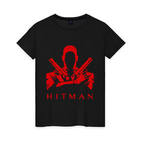 Женская футболка хлопок с принтом Hitman красный в Курске, 100% хлопок | прямой крой, круглый вырез горловины, длина до линии бедер, слегка спущенное плечо | hitman | хитман