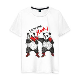 Мужская футболка хлопок с принтом Look the Hook в Курске, 100% хлопок | прямой крой, круглый вырез горловины, длина до линии бедер, слегка спущенное плечо. | панда
