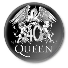 Значок с принтом Queen 40 в Курске,  металл | круглая форма, металлическая застежка в виде булавки | Тематика изображения на принте: 40 | queen 40 | музыка | популярная британская рок группа