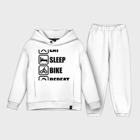Детский костюм хлопок Oversize с принтом Eat Sleep Bike Repeat в Курске,  |  | bike | eat | eat sleep bike repeat | repeat | sleep | велоспорт | кровать | спорт