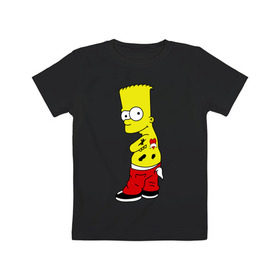 Детская футболка хлопок с принтом Барт в татуировках в Курске, 100% хлопок | круглый вырез горловины, полуприлегающий силуэт, длина до линии бедер | барт в татуировках | кино | мультфильмы и тв | симпсоны | тату