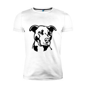 Мужская футболка премиум с принтом Питбуль (Pitbull) в Курске, 92% хлопок, 8% лайкра | приталенный силуэт, круглый вырез ворота, длина до линии бедра, короткий рукав | Тематика изображения на принте: друг человека | животные | пес | питбуль (pitbull) | прикольные картинки | силуэт пса | собака