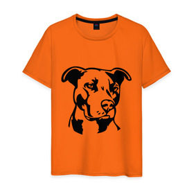 Мужская футболка хлопок с принтом Питбуль (Pitbull) в Курске, 100% хлопок | прямой крой, круглый вырез горловины, длина до линии бедер, слегка спущенное плечо. | друг человека | животные | пес | питбуль (pitbull) | прикольные картинки | силуэт пса | собака