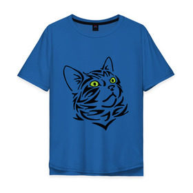 Мужская футболка хлопок Oversize с принтом Узор - кот в Курске, 100% хлопок | свободный крой, круглый ворот, “спинка” длиннее передней части | глаза | киска | кот с зеленными глазами | кошки | силуэт  кота | узор   кот