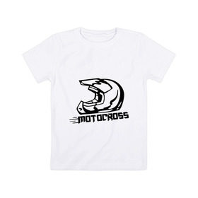 Детская футболка хлопок с принтом Motocross в Курске, 100% хлопок | круглый вырез горловины, полуприлегающий силуэт, длина до линии бедер | motocross | автомобильные | гонки | мотоциклы | спорт | шлем
