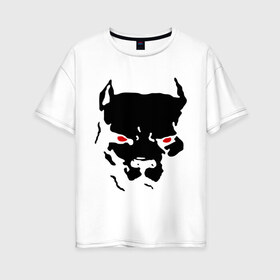 Женская футболка хлопок Oversize с принтом Стаффордширский терьер в Курске, 100% хлопок | свободный крой, круглый ворот, спущенный рукав, длина до линии бедер
 | media | глаза | животные | красные глаза | пес | прикольные картинки | собака | старфорширдский терьер