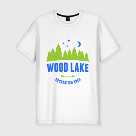 Мужская футболка премиум с принтом Лес - территория отдыха в Курске, 92% хлопок, 8% лайкра | приталенный силуэт, круглый вырез ворота, длина до линии бедра, короткий рукав | лес | лес   территория отдыха | разное | туристические