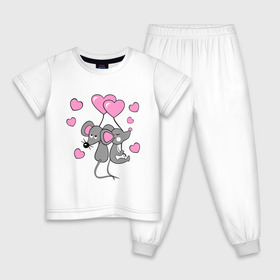 Детская пижама хлопок с принтом Влюбленные мышкі в Курске, 100% хлопок |  брюки и футболка прямого кроя, без карманов, на брюках мягкая резинка на поясе и по низу штанин
 | влюбленные мышка | девушкам | красивые рисунки | мышки | сердечки