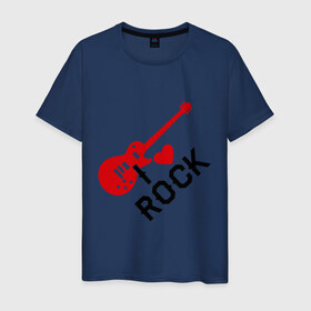 Мужская футболка хлопок с принтом Я люблю рок в Курске, 100% хлопок | прямой крой, круглый вырез горловины, длина до линии бедер, слегка спущенное плечо. | rock | рок