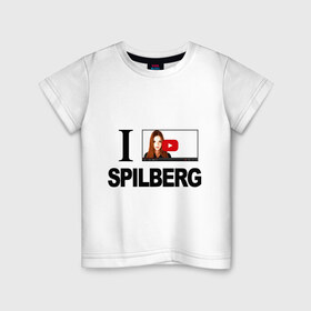 Детская футболка хлопок с принтом Саша Спилберг в Курске, 100% хлопок | круглый вырез горловины, полуприлегающий силуэт, длина до линии бедер | i love spilberg | sasha spilberg | видеоблоггер | люблю спилберг | саша спилберг