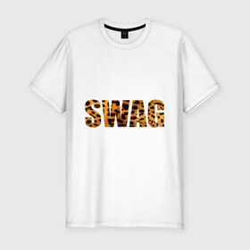 Мужская футболка премиум с принтом swag leopard в Курске, 92% хлопок, 8% лайкра | приталенный силуэт, круглый вырез ворота, длина до линии бедра, короткий рукав | space swag | swag | сваг | свег | свог | свэг