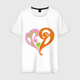Мужская футболка хлопок с принтом Красивое сердце в Курске, 100% хлопок | прямой крой, круглый вырез горловины, длина до линии бедер, слегка спущенное плечо. | Тематика изображения на принте: две половинки | красивое сердце | прикольные картинки | сердечко