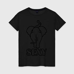 Женская футболка хлопок с принтом Sexy (секси) в Курске, 100% хлопок | прямой крой, круглый вырез горловины, длина до линии бедер, слегка спущенное плечо | Тематика изображения на принте: животные | прикольные картинки