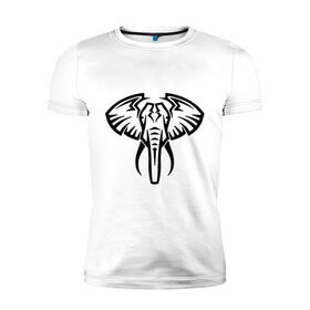 Мужская футболка премиум с принтом Слон тату в Курске, 92% хлопок, 8% лайкра | приталенный силуэт, круглый вырез ворота, длина до линии бедра, короткий рукав | большой слон | голова слона | животные | прикольные картинки | силуэт слона | слон тату | трайбл