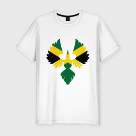 Мужская футболка премиум с принтом Jamaica bird в Курске, 92% хлопок, 8% лайкра | приталенный силуэт, круглый вырез ворота, длина до линии бедра, короткий рукав | флаг | ямайка птица