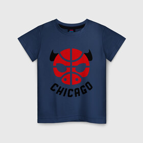 Детская футболка хлопок с принтом Chicago bull в Курске, 100% хлопок | круглый вырез горловины, полуприлегающий силуэт, длина до линии бедер | 