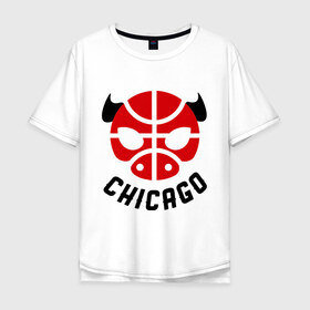 Мужская футболка хлопок Oversize с принтом Chicago bull в Курске, 100% хлопок | свободный крой, круглый ворот, “спинка” длиннее передней части | 