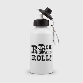 Бутылка спортивная с принтом Rock and roll в Курске, металл | емкость — 500 мл, в комплекте две пластиковые крышки и карабин для крепления | 
