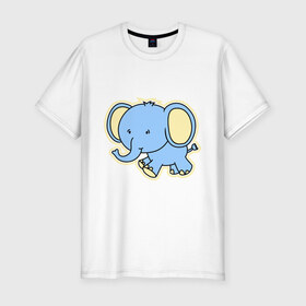 Мужская футболка премиум с принтом Слоник в Курске, 92% хлопок, 8% лайкра | приталенный силуэт, круглый вырез ворота, длина до линии бедра, короткий рукав | слон