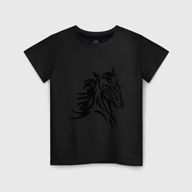 Детская футболка хлопок с принтом Голова лошади в Курске, 100% хлопок | круглый вырез горловины, полуприлегающий силуэт, длина до линии бедер | Тематика изображения на принте: голова лошади | животные | конь | лошадка | силуэт лошади