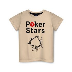 Детская футболка хлопок с принтом Poker Stars в Курске, 100% хлопок | круглый вырез горловины, полуприлегающий силуэт, длина до линии бедер | Тематика изображения на принте: pokerstars