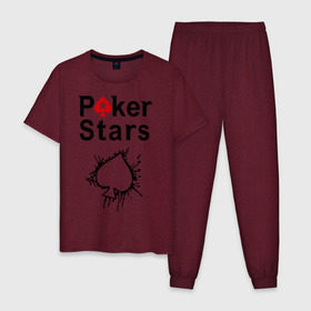 Мужская пижама хлопок с принтом Poker Stars в Курске, 100% хлопок | брюки и футболка прямого кроя, без карманов, на брюках мягкая резинка на поясе и по низу штанин
 | Тематика изображения на принте: pokerstars