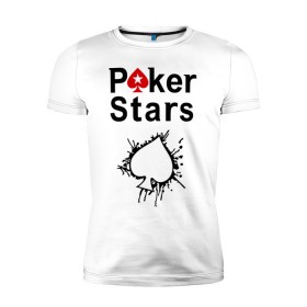 Мужская футболка премиум с принтом Poker Stars в Курске, 92% хлопок, 8% лайкра | приталенный силуэт, круглый вырез ворота, длина до линии бедра, короткий рукав | pokerstars