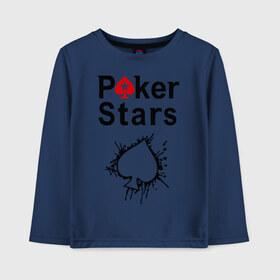 Детский лонгслив хлопок с принтом Poker Stars в Курске, 100% хлопок | круглый вырез горловины, полуприлегающий силуэт, длина до линии бедер | Тематика изображения на принте: pokerstars