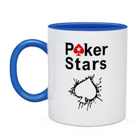 Кружка двухцветная с принтом Poker Stars в Курске, керамика | объем — 330 мл, диаметр — 80 мм. Цветная ручка и кайма сверху, в некоторых цветах — вся внутренняя часть | pokerstars