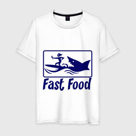 Мужская футболка хлопок с принтом fast food - быстрая еда в Курске, 100% хлопок | прямой крой, круглый вырез горловины, длина до линии бедер, слегка спущенное плечо. | fast food | fast food   быстрая еда | акула | быстрая еда | еда | прикольные картинки