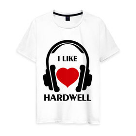 Мужская футболка хлопок с принтом Мне нравится Hardwell в Курске, 100% хлопок | прямой крой, круглый вырез горловины, длина до линии бедер, слегка спущенное плечо. | dj | hardwel | rnb | к сердцу | клубная музыка | клубные | любовь к музыка | мне нравится | мне нравится hardwell | музыка