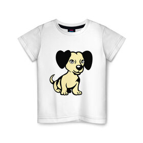 Детская футболка хлопок с принтом Собачка в Курске, 100% хлопок | круглый вырез горловины, полуприлегающий силуэт, длина до линии бедер | 