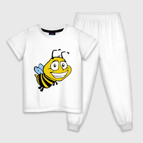 Детская пижама хлопок с принтом Пчелка в Курске, 100% хлопок |  брюки и футболка прямого кроя, без карманов, на брюках мягкая резинка на поясе и по низу штанин
 | Тематика изображения на принте: веселая пчелка | животные | мед | полоски | пчелка | шмель