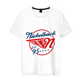 Мужская футболка хлопок с принтом Nickelback в Курске, 100% хлопок | прямой крой, круглый вырез горловины, длина до линии бедер, слегка спущенное плечо. | 95 | nickelback | альтернативный метал | альтернативный рок | крылатый рок | музыка | хард рок