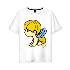 Женская футболка хлопок Oversize с принтом Мальчик ангел (парная) в Курске, 100% хлопок | свободный крой, круглый ворот, спущенный рукав, длина до линии бедер
 | 