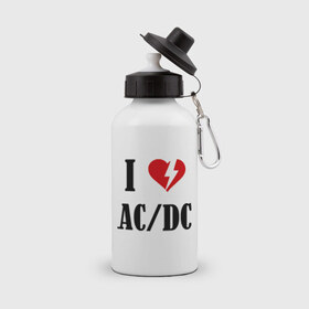 Бутылка спортивная с принтом I Love AC DC в Курске, металл | емкость — 500 мл, в комплекте две пластиковые крышки и карабин для крепления | Тематика изображения на принте: ac dc | i love ac dc | музыка | музыка для сердца | рок | сердце