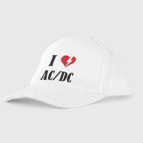 Детская бейсболка с принтом I Love AC DC в Курске, 100% хлопок | классический козырек, металлическая застежка-регулятор размера | Тематика изображения на принте: ac dc | i love ac dc | музыка | музыка для сердца | рок | сердце