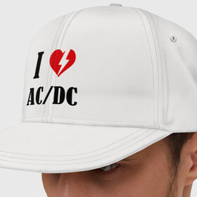 Кепка снепбек с прямым козырьком с принтом I Love AC DC в Курске, хлопок 100% |  | ac dc | i love ac dc | музыка | музыка для сердца | рок | сердце