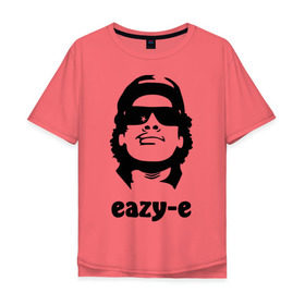 Мужская футболка хлопок Oversize с принтом eazy-e в Курске, 100% хлопок | свободный крой, круглый ворот, “спинка” длиннее передней части | eazy e | rap | зарубежные американский рэпер | кепка | музыка | очки | рэпер