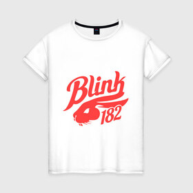 Женская футболка хлопок с принтом blink 182 в Курске, 100% хлопок | прямой крой, круглый вырез горловины, длина до линии бедер, слегка спущенное плечо | 